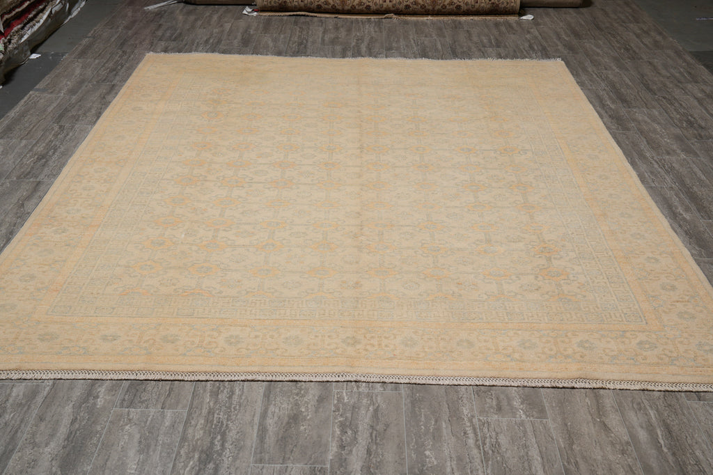 8 x 9.8 Chobi Peshawar Zigler Rug Colors Faded Pale Pastels Washed All Colors Faded Washed out Pastels out #PIX-26761