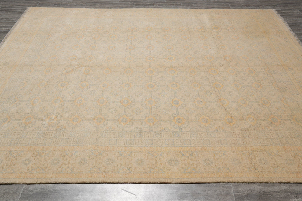 8 x 9.8 Chobi Peshawar Zigler Rug Colors Faded Pale Pastels Washed All Colors Faded Washed out Pastels out #PIX-26761