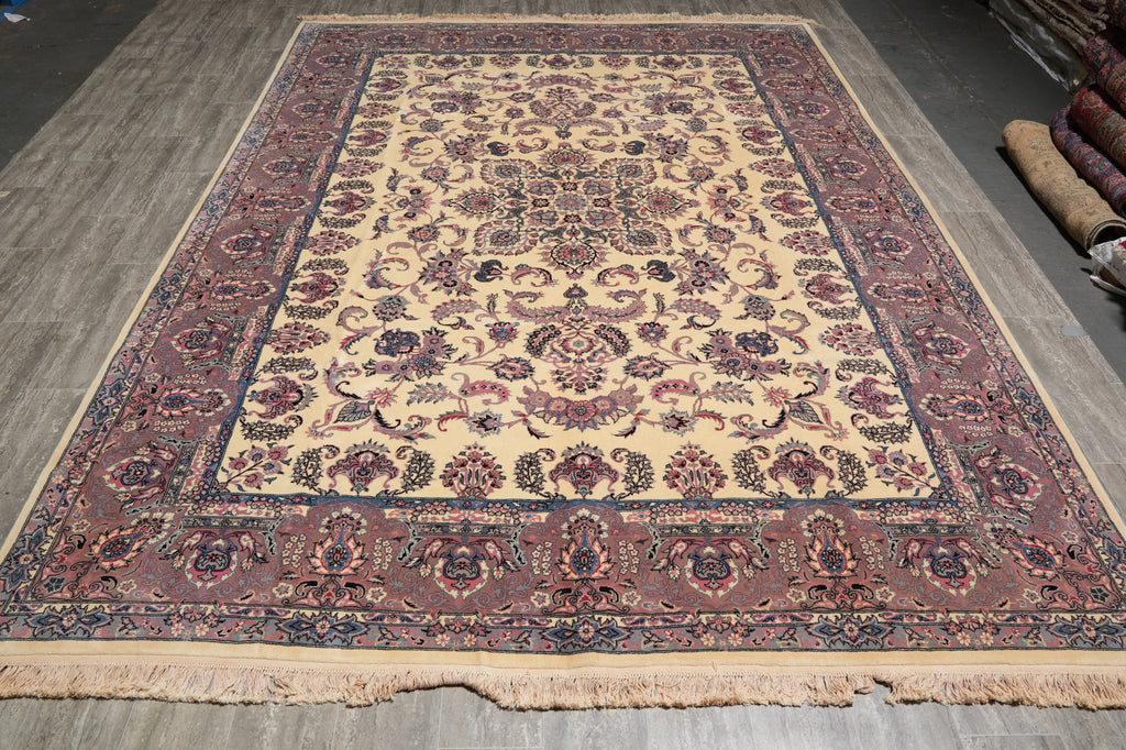 8.7 x 12 Pre owned Persian IVORY KASHAN Rug #5036