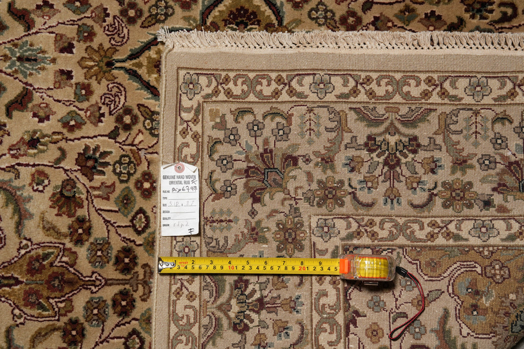 6 x 8.7 Handmade Jaipur Rug Neutral Dense Weave Wool Pile #PIX-6797