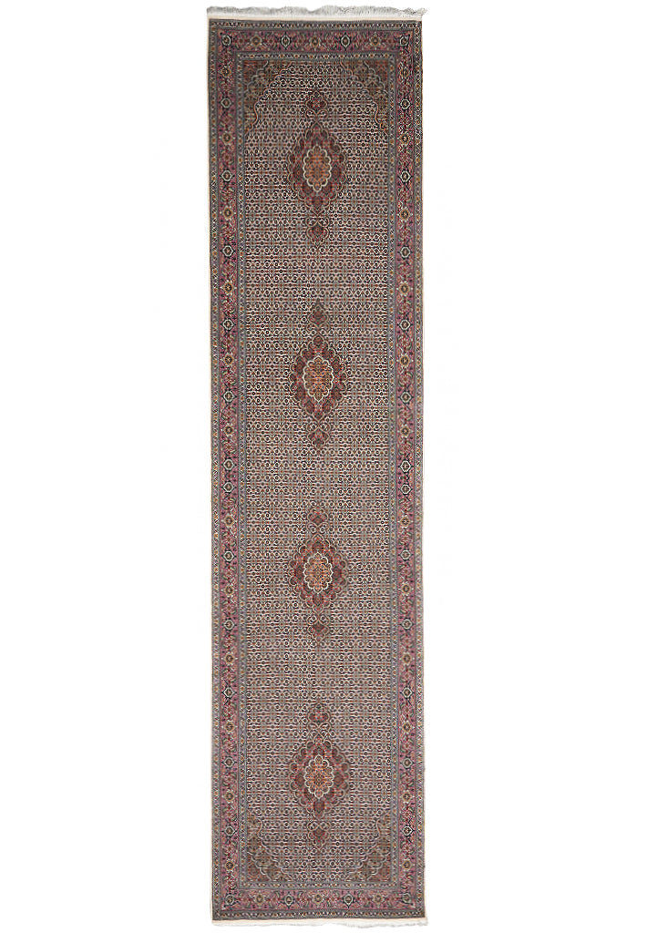 3.3 x 13.3 Authentic Persian Mahi Tabriz Wool and Silk Runner High Quality 400 KPSI #PIX-6639