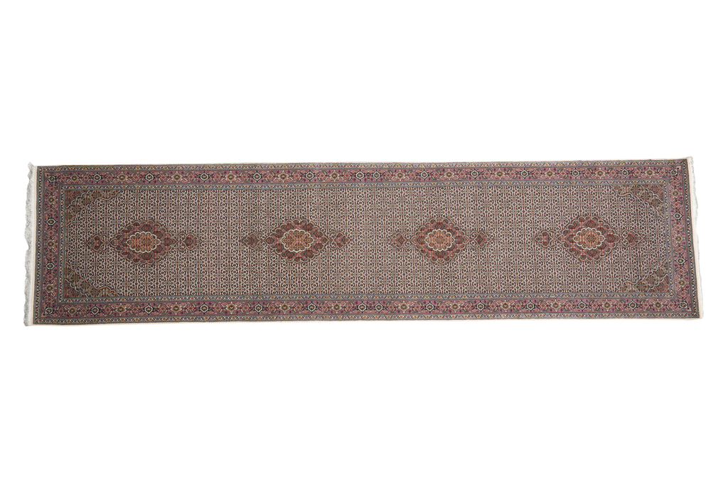 3.3 x 13.3 Authentic Persian Mahi Tabriz Wool and Silk Runner High Quality 400 KPSI #PIX-6639