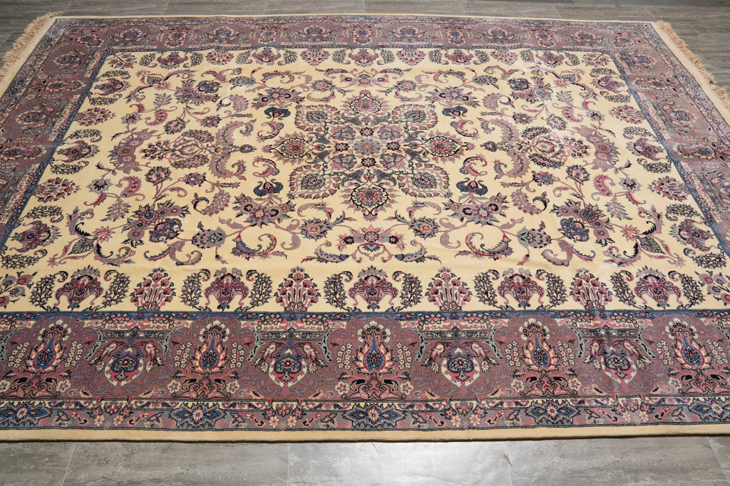 8.7 x 12 Pre owned Persian IVORY KASHAN Rug #5036
