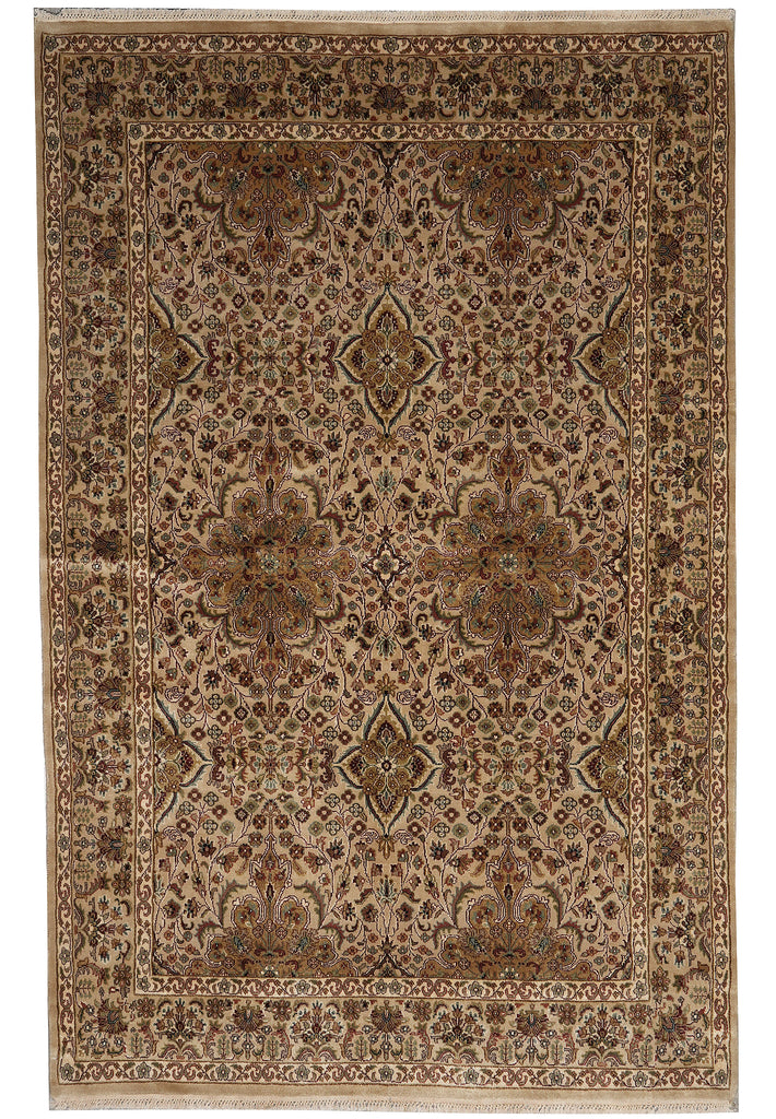 6 x 8.7 Handmade Jaipur Rug Neutral Dense Weave Wool Pile