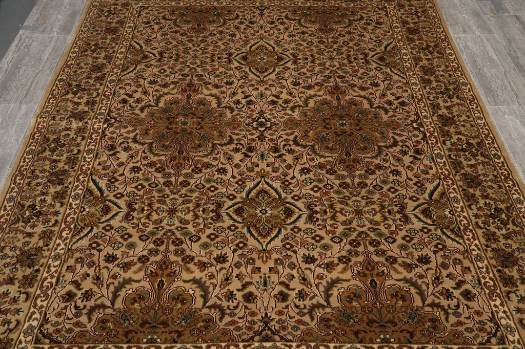 6 x 8.7 Handmade Jaipur Rug Neutral Dense Weave Wool Pile #PIX-6797