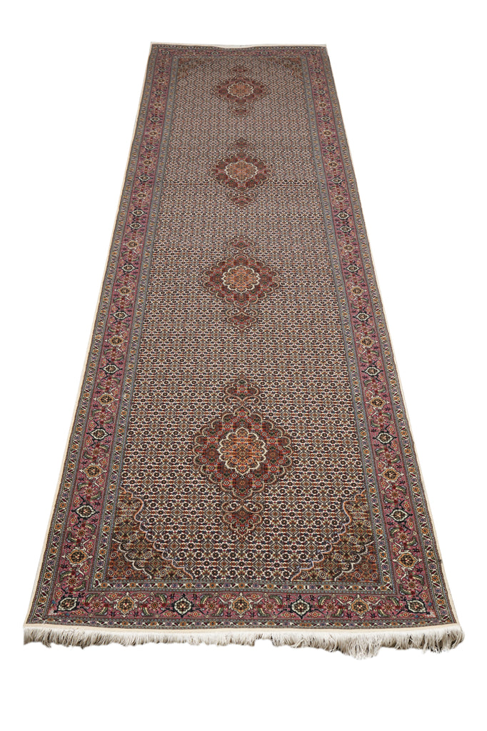 3.3 x 13.3 Authentic Persian Mahi Tabriz Wool and Silk Runner High Quality 400 KPSI #PIX-6639