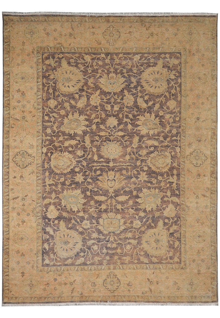 9 x 11.4 Neutral Brown Zigler Chobi Rug Natural Wool