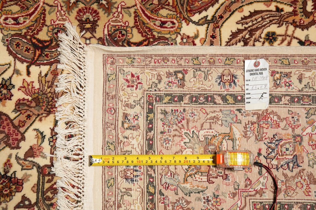 8.5 x 11.7 Ivory High End Wool & Silk Sino Tabriz Rug 17448