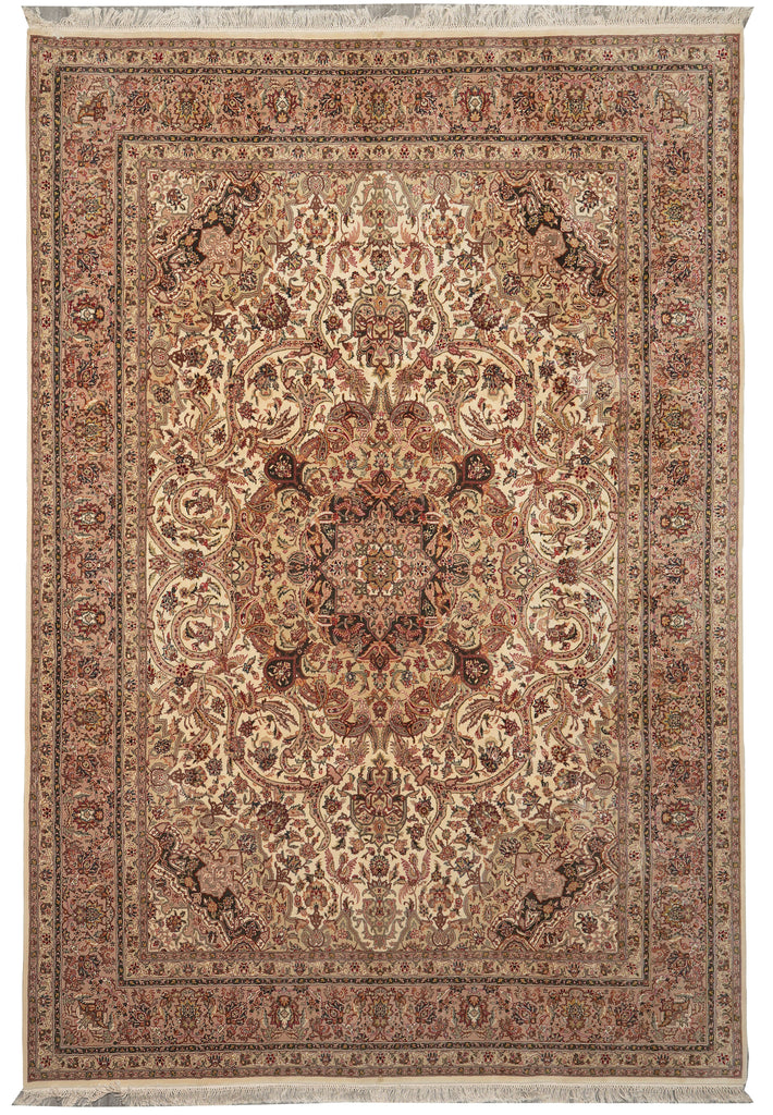 8.5 x 11.7 Ivory High End Wool & Silk Sino Tabriz Rug 17448