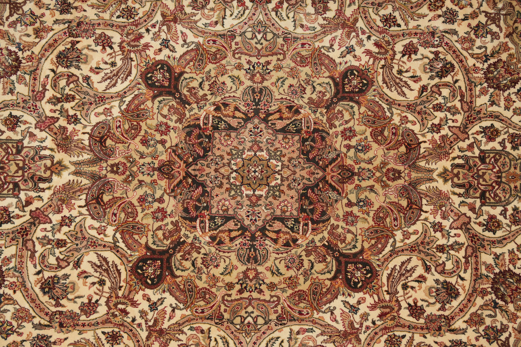 8.5 x 11.7 Ivory High End Wool & Silk Sino Tabriz Rug 17448