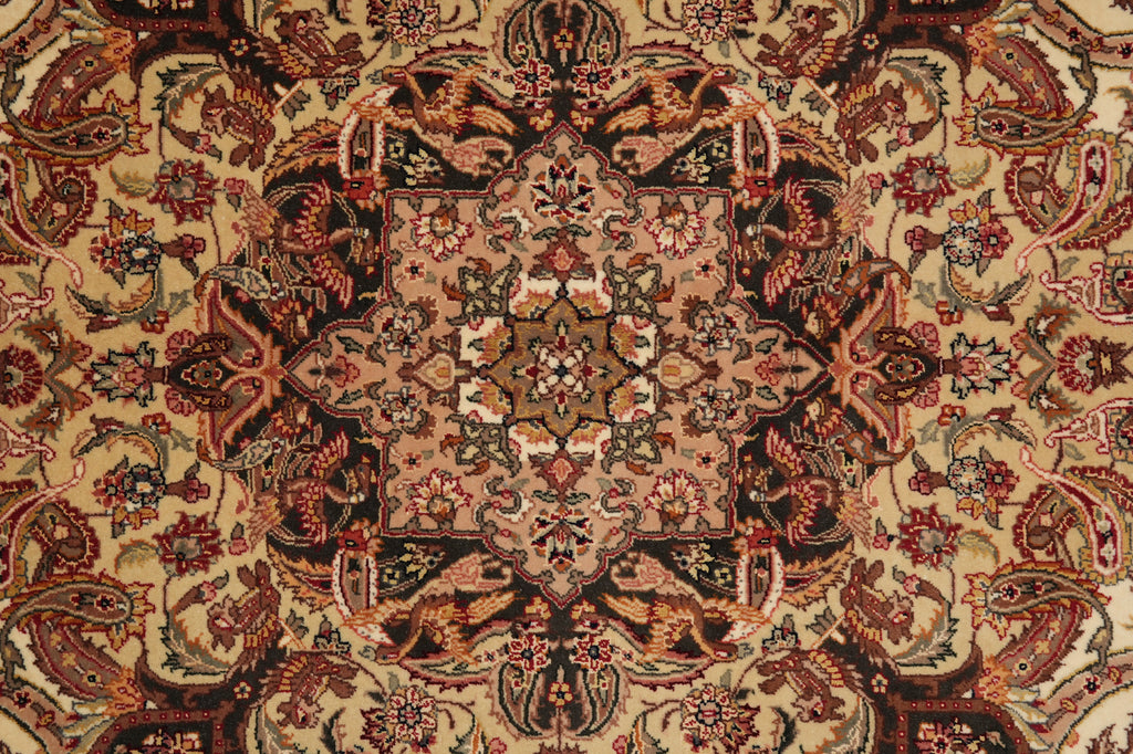8.5 x 11.7 Ivory High End Wool & Silk Sino Tabriz Rug 17448