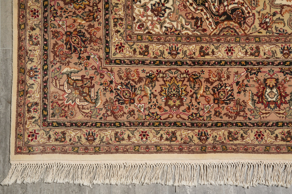 8.5 x 11.7 Ivory High End Wool & Silk Sino Tabriz Rug 17448