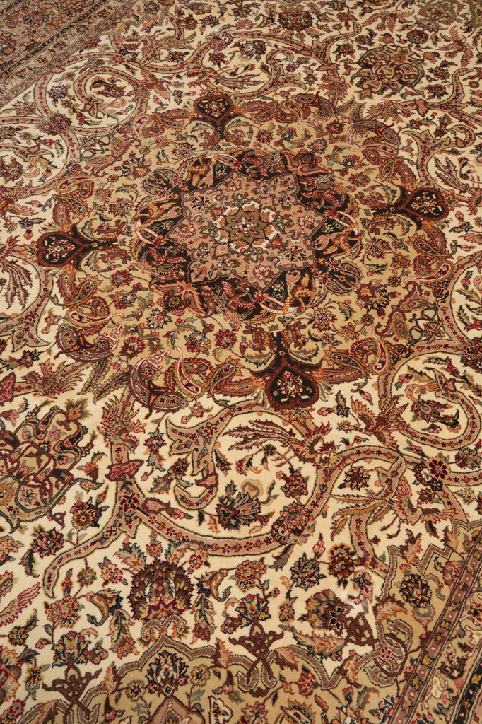 8.5 x 11.7 Ivory High End Wool & Silk Sino Tabriz Rug 17448