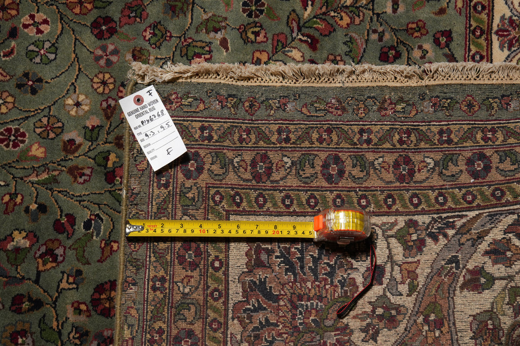 9.5 x 9.5 SQUARE Quality Handmade Jaipour Rug GREEN #PIX-6768