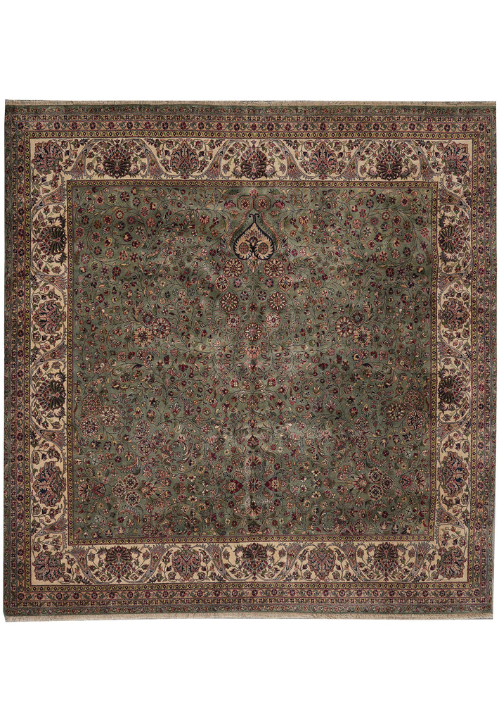 9.5 x 9.5 SQUARE Quality Handmade Jaipour Rug GREEN #PIX-6768