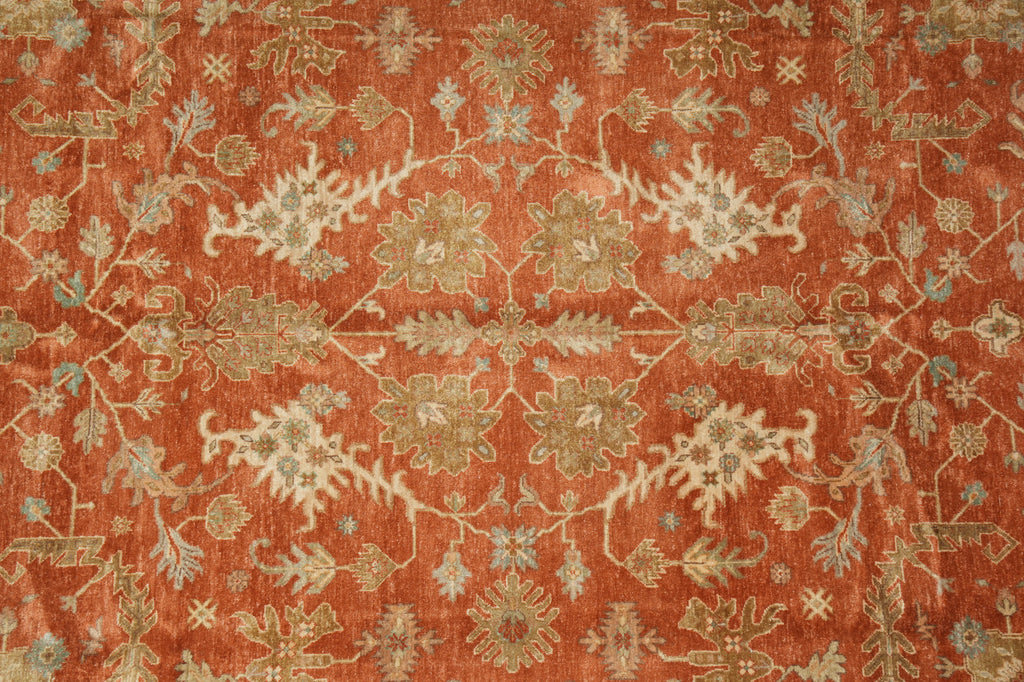8 x 9.9 Antique Coral Quality Wool Handmade Rug #5079