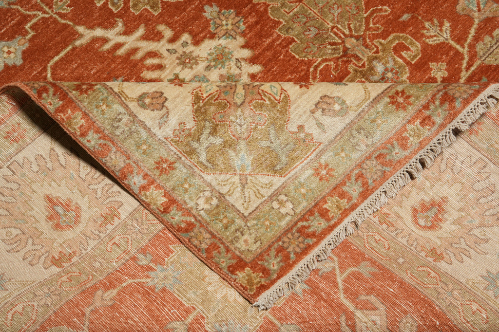 8 x 9.9 Antique Coral Quality Wool Handmade Rug #5079
