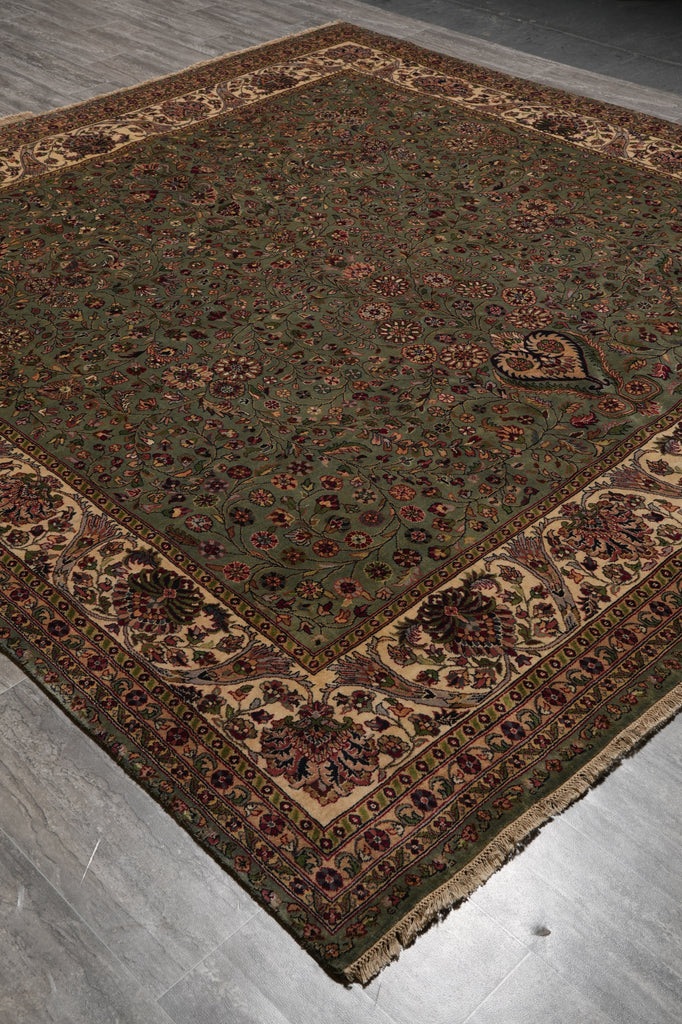 9.5 x 9.5 SQUARE Quality Handmade Jaipour Rug GREEN #PIX-6768