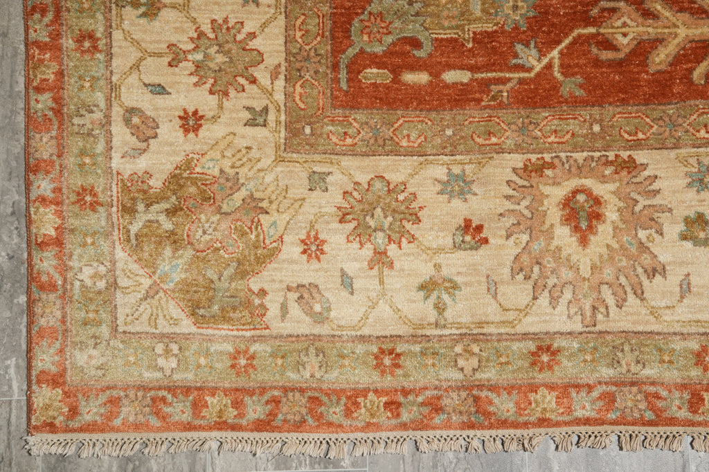 8 x 9.9 Antique Coral Quality Wool Handmade Rug #5079