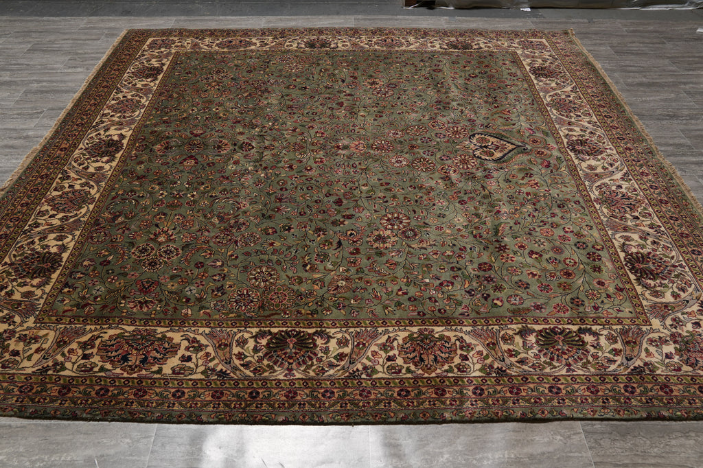 9.5 x 9.5 SQUARE Quality Handmade Jaipour Rug GREEN #PIX-6768