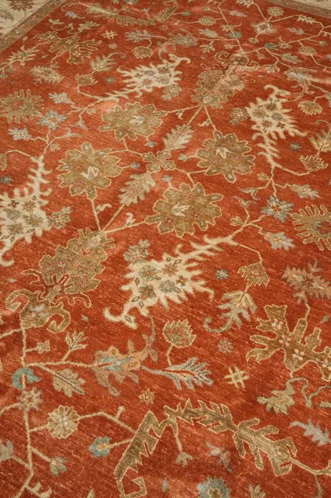 8 x 9.9 Antique Coral Quality Wool Handmade Rug #5079