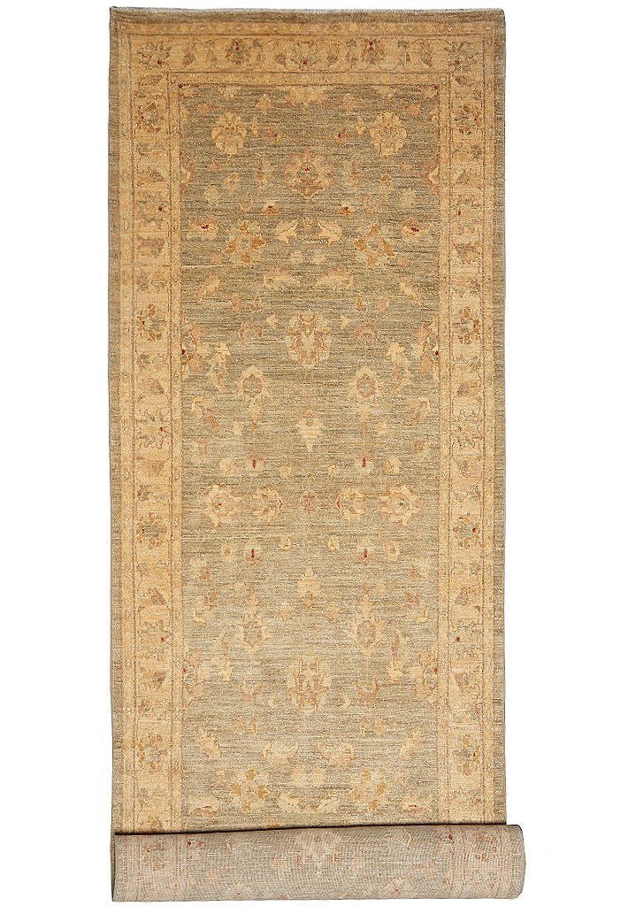 4 x 17.8  Washed out Green Gold Wide Handmade Runner