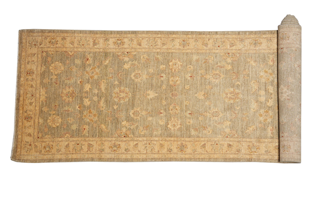 4 x 17.8  Washed out Green Gold Wide Handmade Runner #PIX-15387