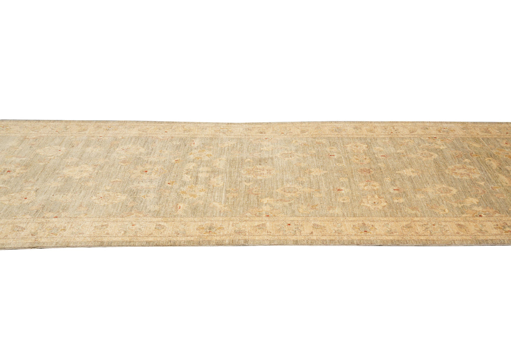 4 x 17.8  Washed out Green Gold Wide Handmade Runner #PIX-15387