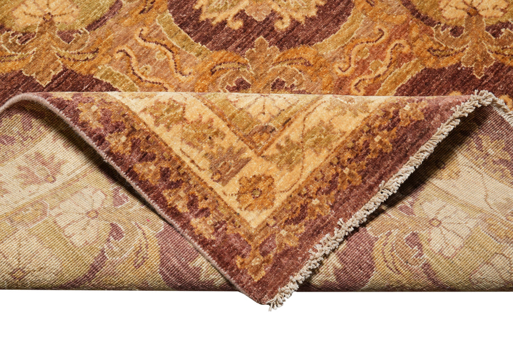 4 x 11.3 Natural Hand-knotted Ghazni Wool Runner Brown #PIX-11728