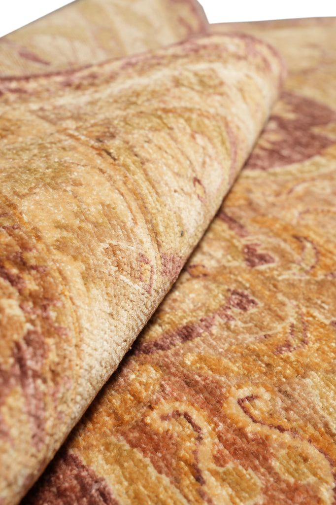 4 x 11.3 Natural Hand-knotted Ghazni Wool Runner Brown #PIX-11728