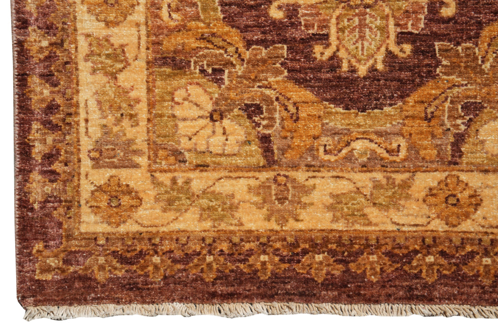 4 x 11.3 Natural Hand-knotted Ghazni Wool Runner Brown #PIX-11728