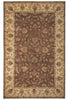 Load image into Gallery viewer, A traditional oriental-style area rug with an intricate floral and medallion pattern, featuring a dark brown center field and a beige border.