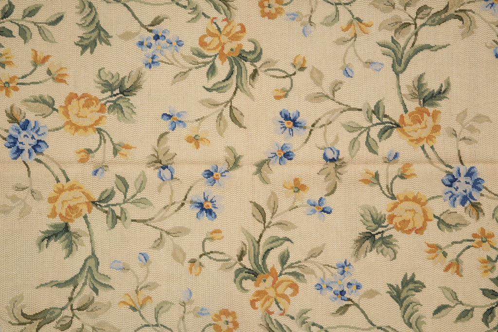 6 x 9 Beige Needlepoint Floral Beautiful Rug 4004