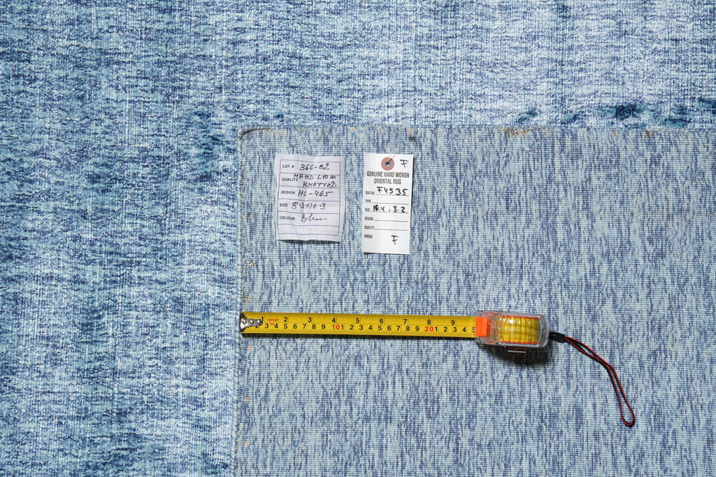 8 x 10.4 Light Blue  Solid Plain Color Modern Handmade Rug Bamboo Silk #F-4535