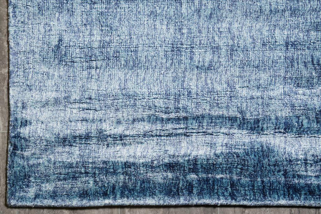 8 x 10.4 Light Blue  Solid Plain Color Modern Handmade Rug Bamboo Silk #F-4535