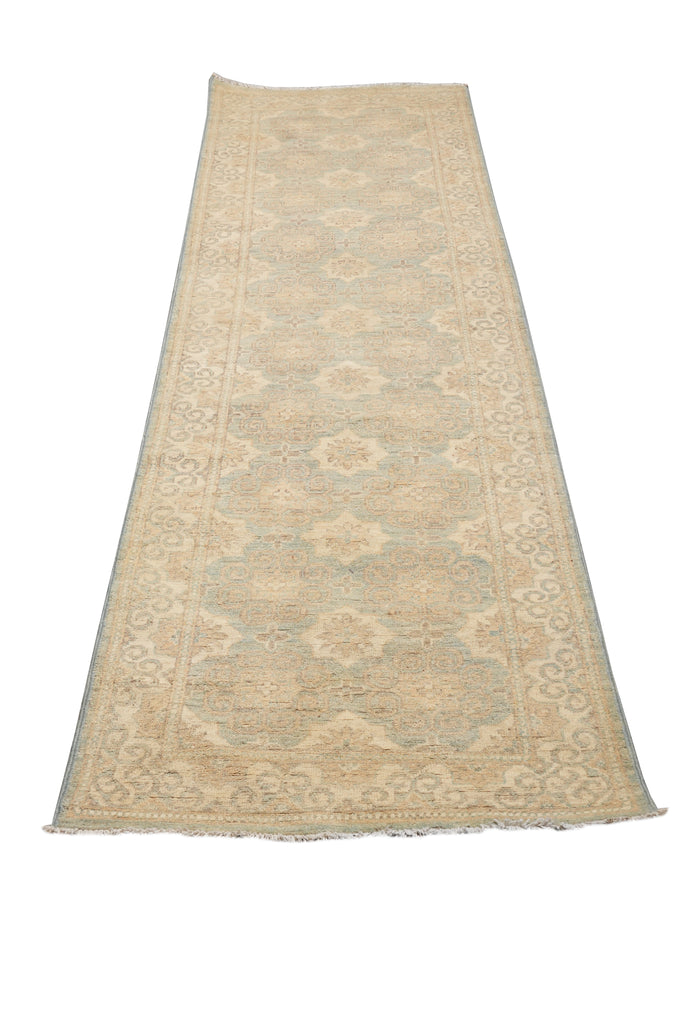 2.9 x 10' Feet Light Green Washed Colors Handmade Runner 