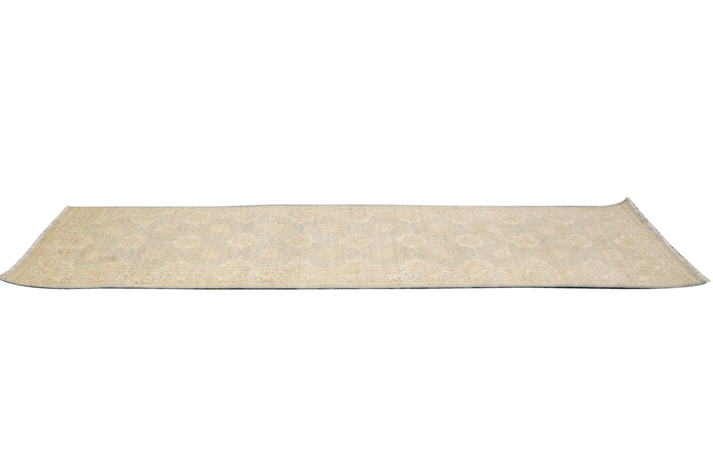2.9 x 10' Feet Light Green Washed Colors Handmade Runner 