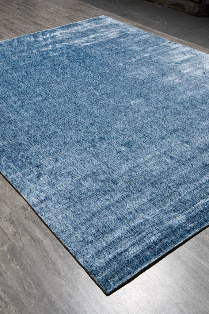 8 x 10.4 Light Blue  Solid Plain Color Modern Handmade Rug Bamboo Silk #F-4535