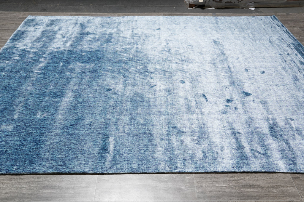 8 x 10.4 Light Blue  Solid Plain Color Modern Handmade Rug Bamboo Silk #F-4535