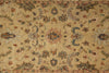 Load image into Gallery viewer, An antique-style oriental rug with a beige background and intricate floral motifs in muted blue, rust red, and brown.