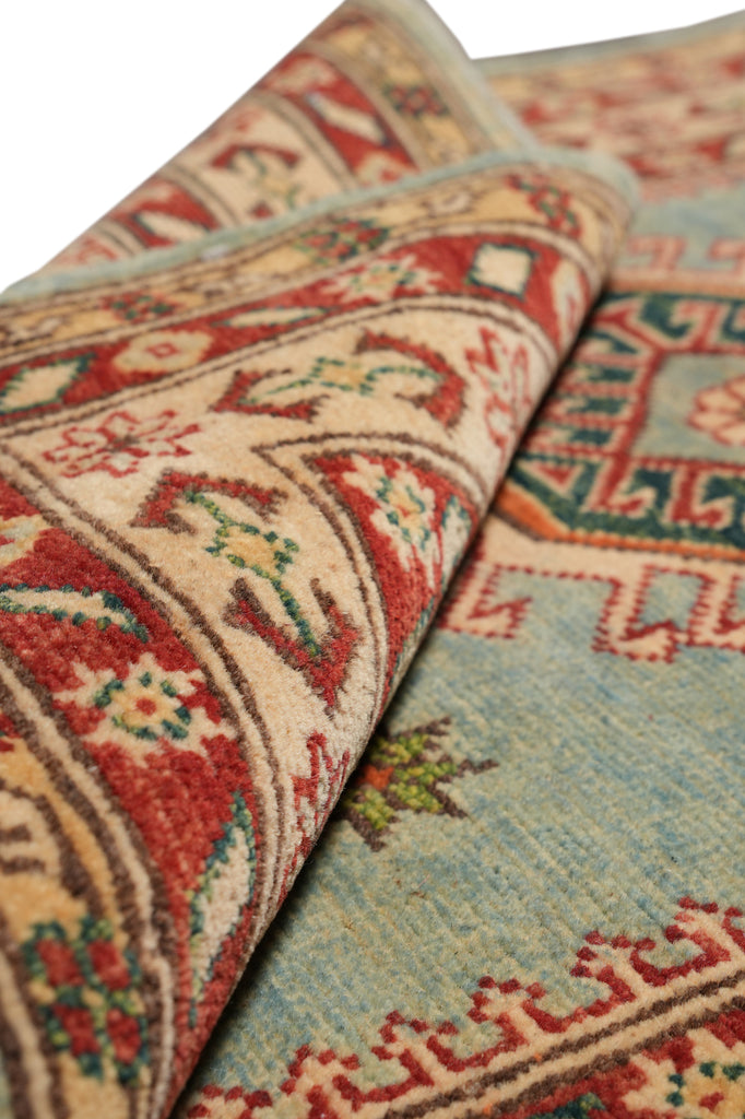 2.8 x 10' Feet New Handmade in Afghanistan Kazak Green Wool Runner #B-77216