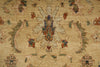Load image into Gallery viewer, A close-up of a traditional patterned rug with a beige background and ornate floral motifs in muted red, green, blue, and brown.