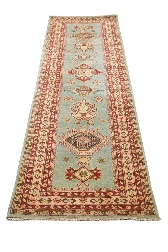 2.8 x 10' Feet New Handmade in Afghanistan Kazak Green Wool Runner