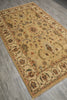 Load image into Gallery viewer, A rectangular area rug with an intricate traditional floral pattern, shown laid out on a gray wood-look floor.