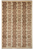 Load image into Gallery viewer, A rectangular area rug with a traditional vertical striped pattern featuring floral motifs in dark brown and beige.