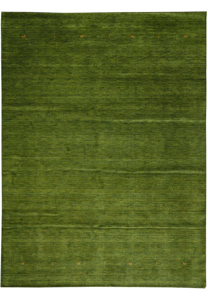 9 x 12 Green Plain Solid Color Handmade Contemporary Gabbeh Rug