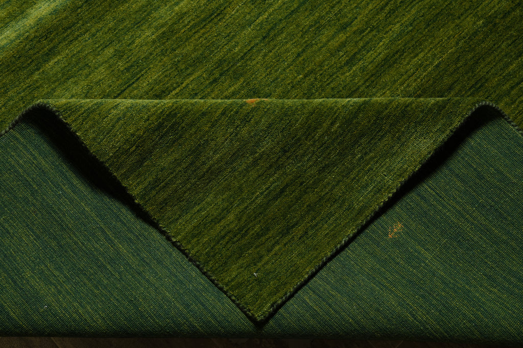 9 x 12 Green Plain Solid Color Handmade Contemporary Gabbeh Rug #F-4537