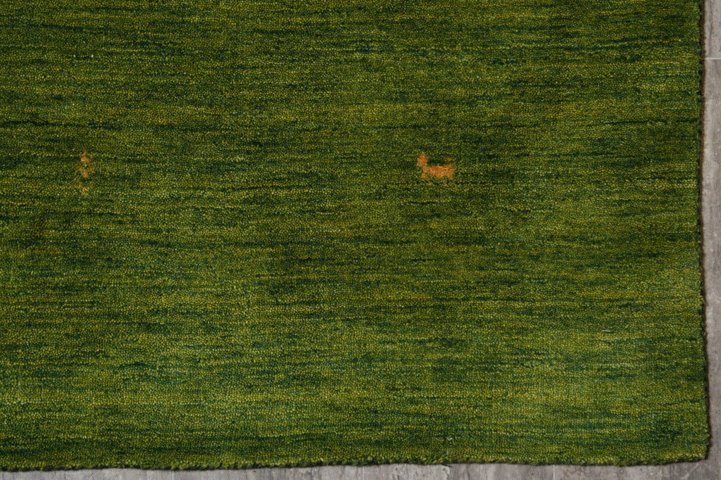 9 x 12 Green Plain Solid Color Handmade Contemporary Gabbeh Rug #F-4537