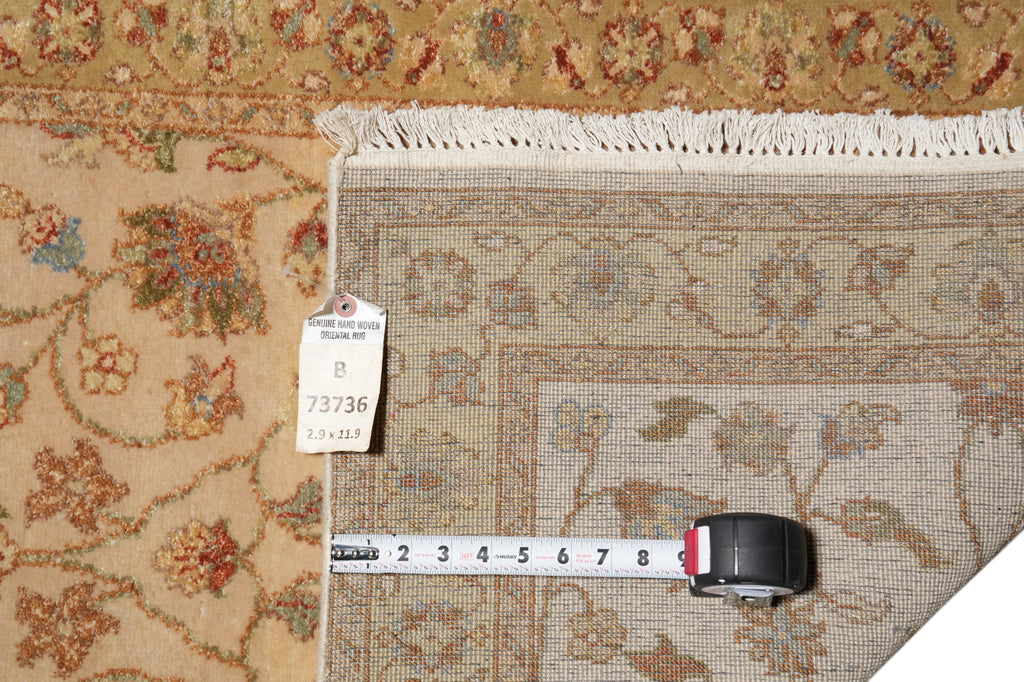 2.9 x 11.9' Feet Long Handmade Runner Beige Gold #B-73736