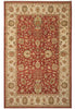 Load image into Gallery viewer, A traditional oriental area rug with an intricate floral and vine pattern, featuring a deep red central field, beige borders, and muted green and gold accents.